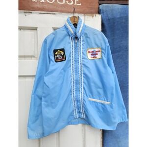 Vintage 1970s Ford Model T Club Blue Windbreaker Racing Jacket Waldorf M